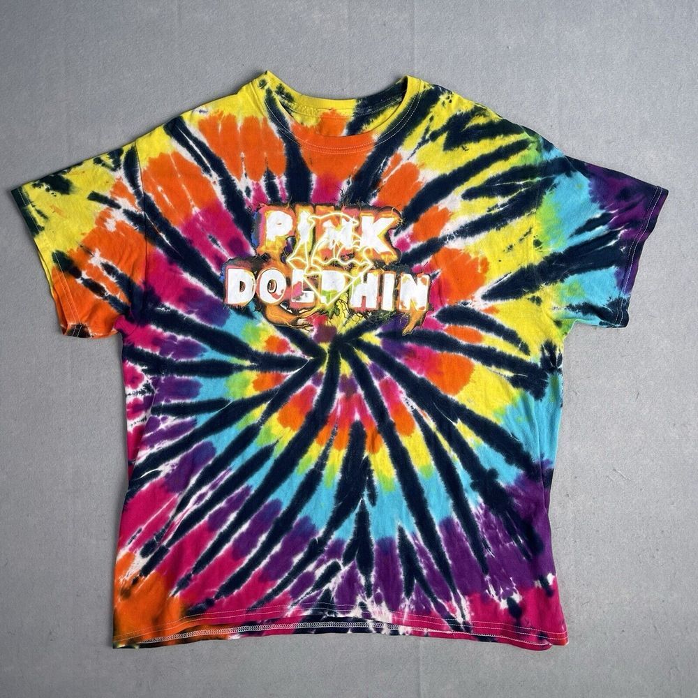 Pink + Dolphin Tie Dye T-Shirt Men‎ Large Short Sleeve Crew Neck